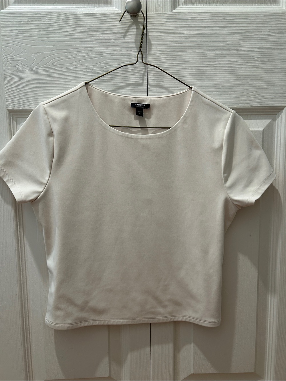 Express Cream Short Sleeve Crew Neck Top